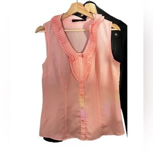 The Limited pleated Frill Pink Sleeveless Button Blouse